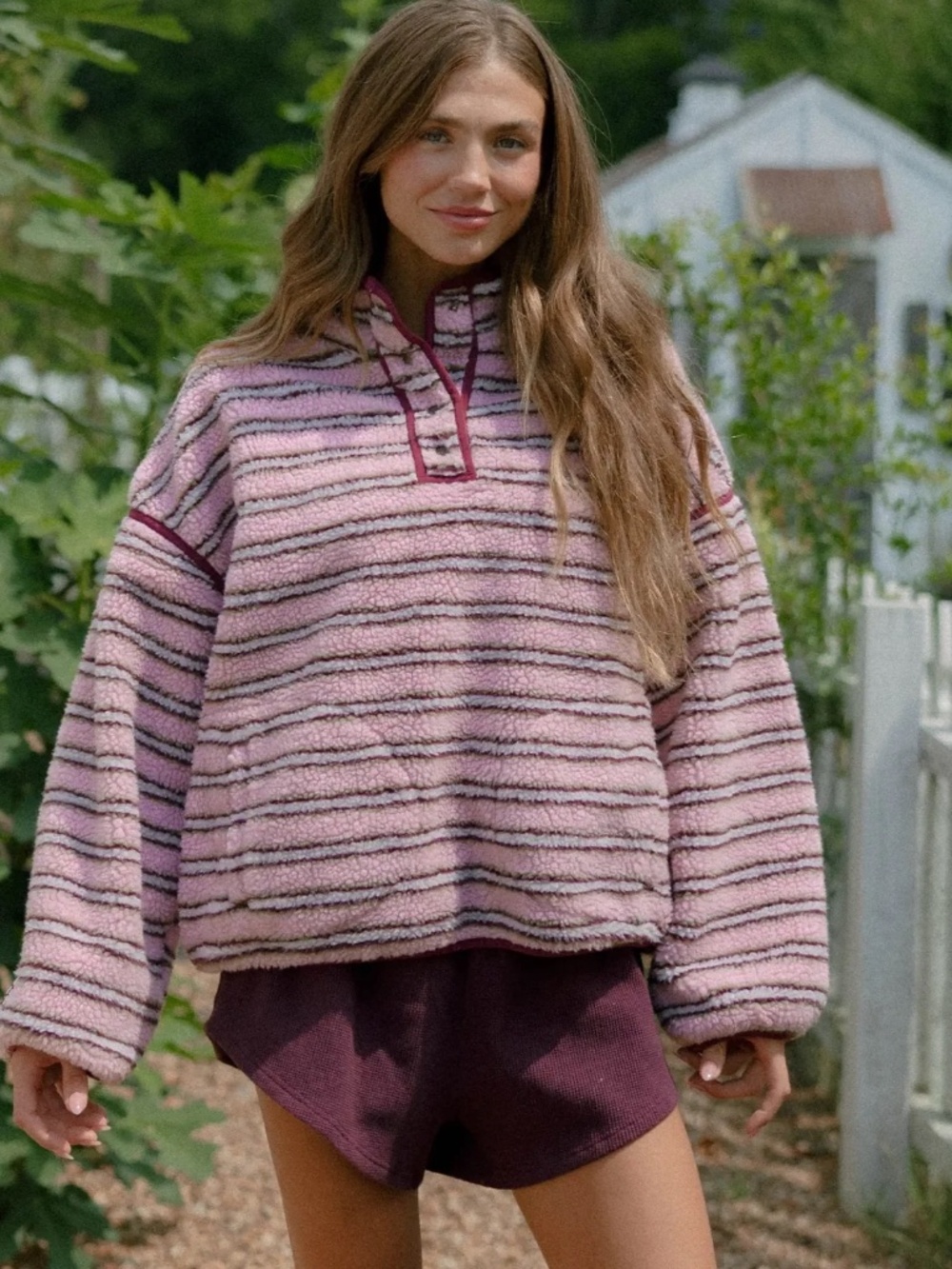 Striped Fleece Pullover